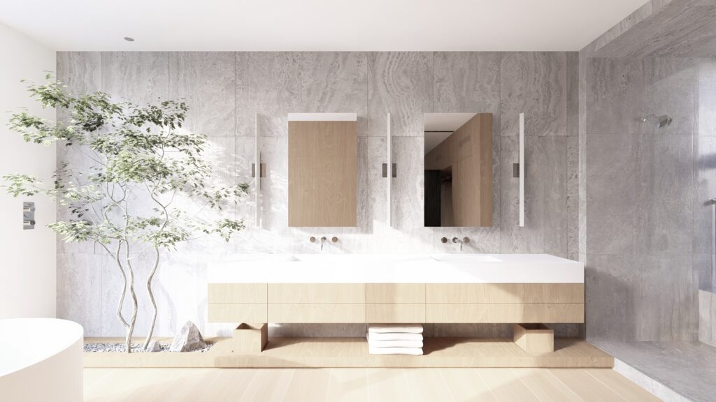 Shizen house_Santa Monica remodel__modern bathroom_ japandi_Primary Bath vanity