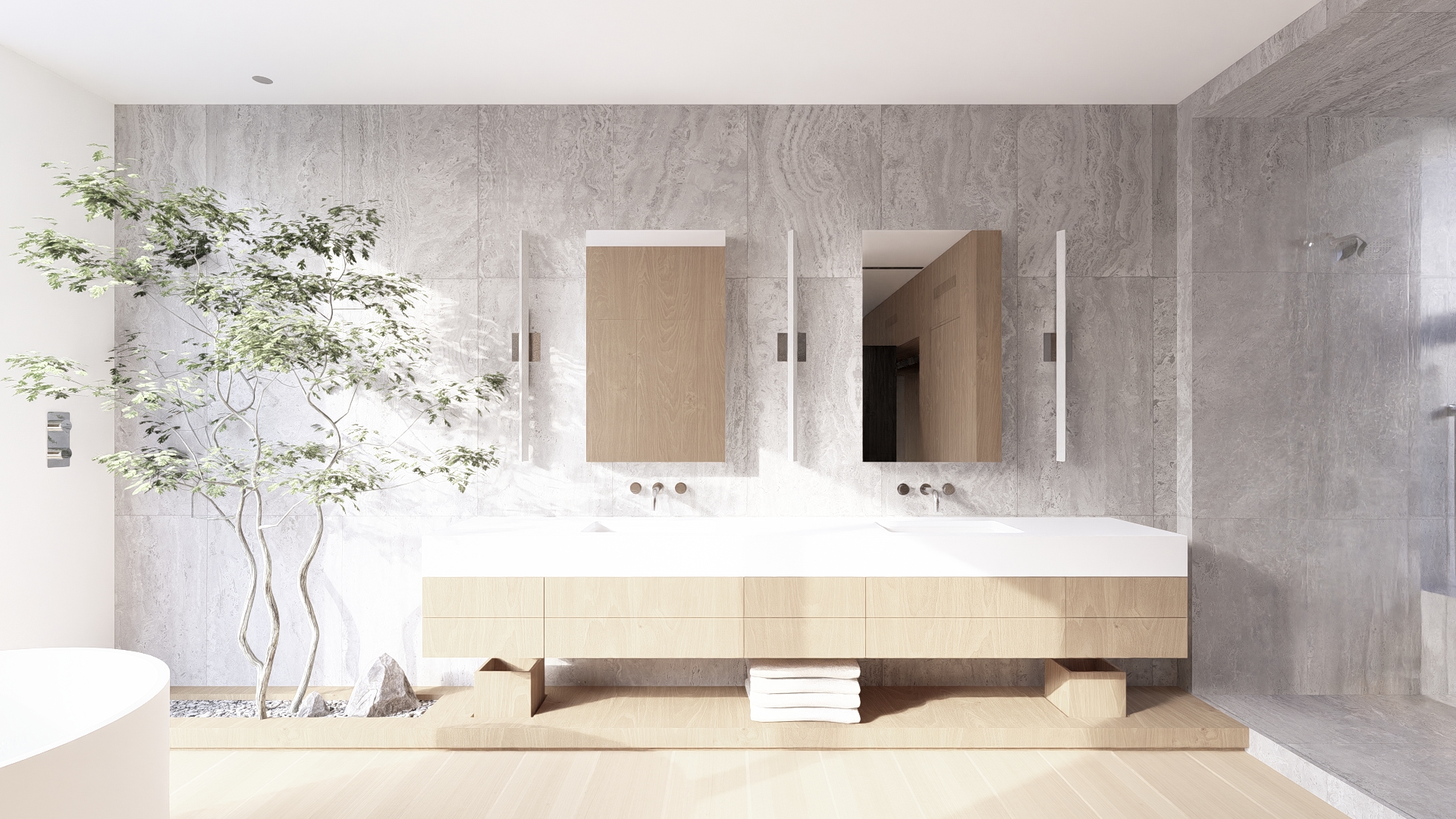 Shizen house_Santa Monica remodel__modern bathroom_ japandi_Primary Bath vanity